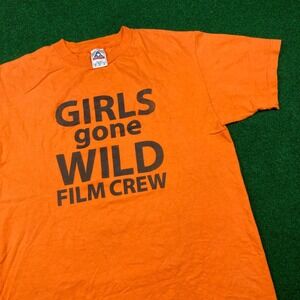 Vintage Girls Gone Wild Shirt Mens M Orange Film Crew TV Show Promo Logo Y2K Tee